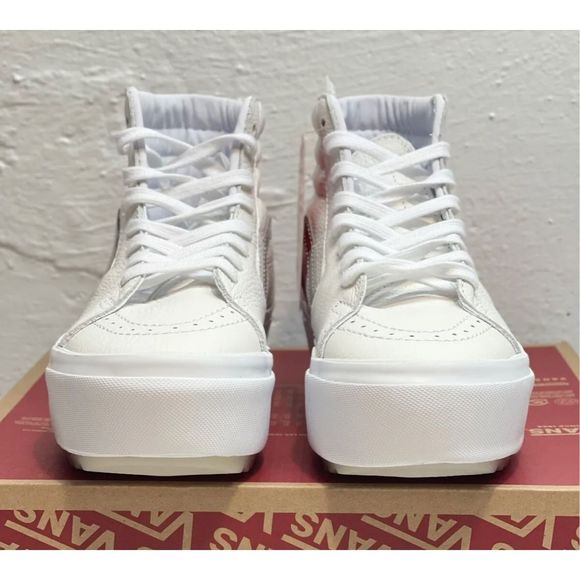 Vans Sneakers Sk8 Hi Stacked Platform Pop True White Metallic Women Size 5.5 New - Picture 6 of 12
